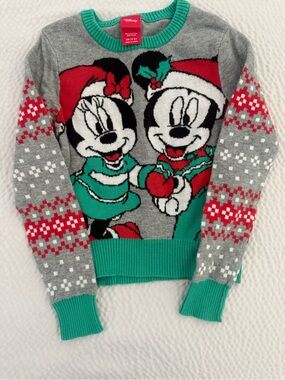Disney Holiday Mickey & Minnie Sweater - Gray, Red, Green, Black